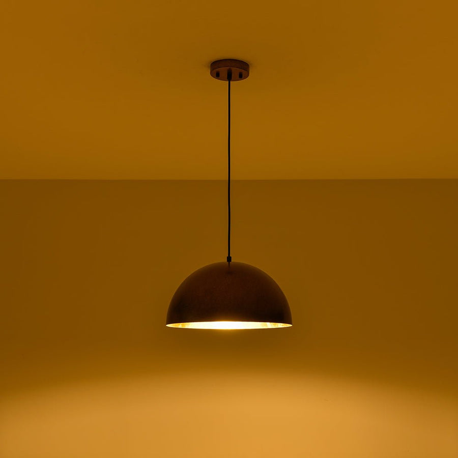 Farmhouze Light - Vintage Distressed Brown Oversized Metal Dome Pendant - Chandelier - 23in/Aged Gold - 