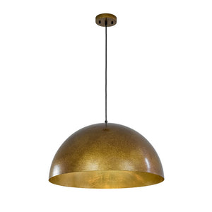 Farmhouze Light - Vintage Distressed Brown Oversized Metal Dome Pendant - Chandelier - 23in/Aged Gold - 