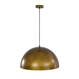 Farmhouze Light - Vintage Distressed Brown Oversized Metal Dome Pendant - Chandelier - 23in/Aged Gold - 