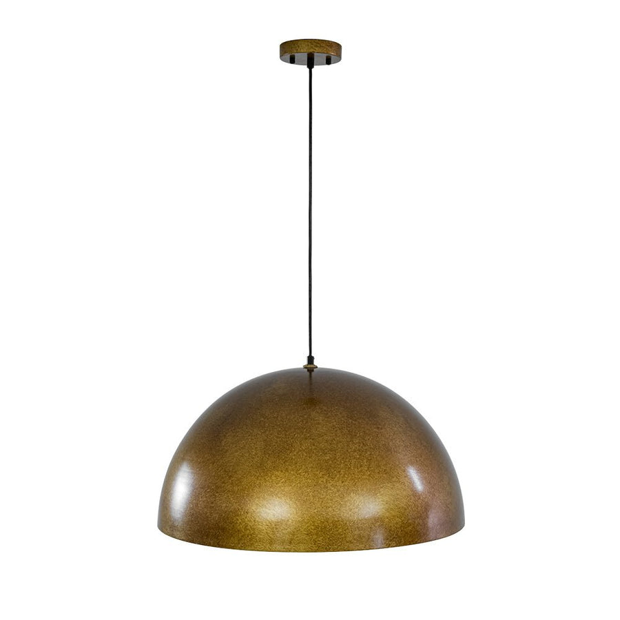 Farmhouze Light - Vintage Distressed Brown Oversized Metal Dome Pendant - Chandelier - 23in/Aged Gold - 