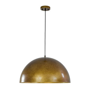 Farmhouze Light - Vintage Distressed Brown Oversized Metal Dome Pendant - Chandelier - 23in/Aged Gold - 