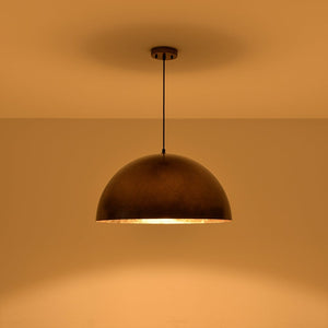 Farmhouze Light - Vintage Distressed Brown Oversized Metal Dome Pendant - Chandelier - 23in/Aged Gold - 