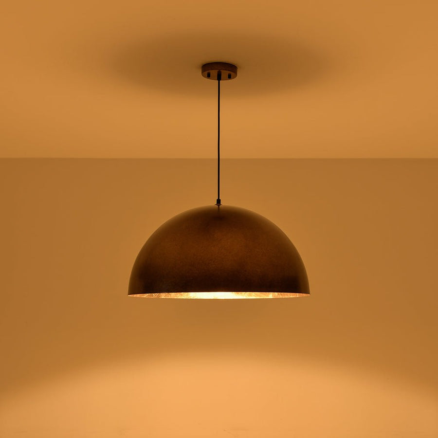 Farmhouze Light - Vintage Distressed Brown Oversized Metal Dome Pendant - Chandelier - 23in/Aged Gold - 