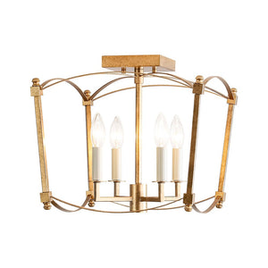 Farmhouze Light - Vintage Elegant 4 - Light Candle Style Square Cage Semi Flush - Ceiling Light - Black - 