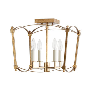 Farmhouze Light - Vintage Elegant 4 - Light Candle Style Square Cage Semi Flush - Ceiling Light - Black - 