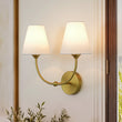 Load image into Gallery viewer, Farmhouze Light-Vintage Fabric Shade Brass 2-Light Linen Vanity Wall Sconce-Wall Sconce-1 Pack-
