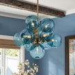 Load image into Gallery viewer, Farmhouze Light-Vintage Glam 10-Light Amber Glass Globe Bubble Chandelier-Chandelier-Blue Glass-
