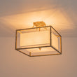 Load image into Gallery viewer, Farmhouze Light-Vintage Gold Bamboo Frame Fabric Square Semi-Flush Ceiling Light-Ceiling Light-16 in-

