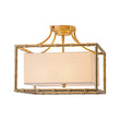 Load image into Gallery viewer, Farmhouze Light-Vintage Gold Bamboo Frame Fabric Square Semi-Flush Ceiling Light-Ceiling Light-16 in-
