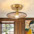 Load image into Gallery viewer, Farmhouze Light-Vintage Hand-Blown Molten Amber Glass Shade Ceiling Light-Ceiling Light-Saucer - 1 Pack-
