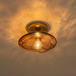 Load image into Gallery viewer, Farmhouze Light-Vintage Hand-Blown Molten Amber Glass Shade Ceiling Light-Ceiling Light-Saucer - 2 Packs-
