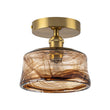 Load image into Gallery viewer, Farmhouze Light-Vintage Hand-Blown Molten Amber Glass Shade Ceiling Light-Ceiling Light-Saucer - 2 Packs-
