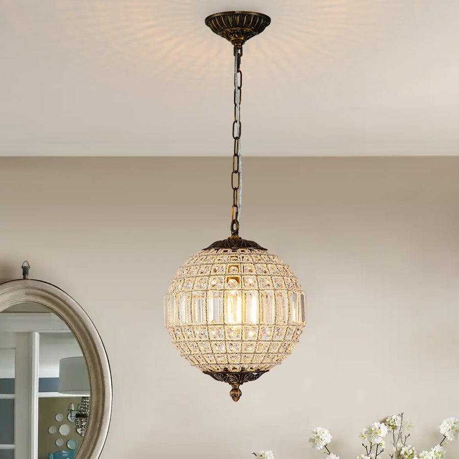 Vintage Luxe Glam Brass Crystal Orb Chandelier | Farmhouze Light