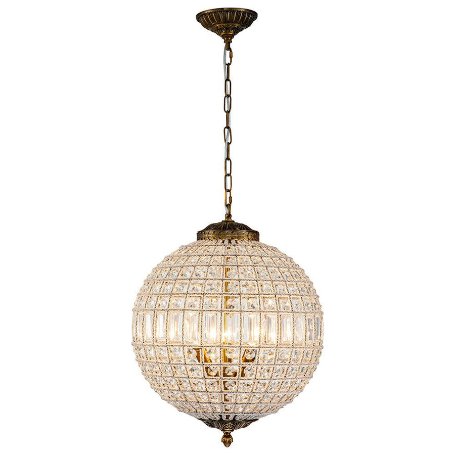 Farmhouze Light - Vintage Luxe Brass Crystal Orb Chandelier - Chandelier - 1 - Light - 