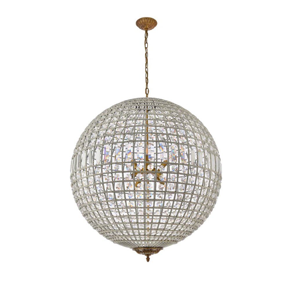 Vintage Luxe Glam Brass Crystal Orb Chandelier | Farmhouze Light