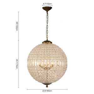 Farmhouze Light - Vintage Luxe Brass Crystal Orb Chandelier - Chandelier - 1 - Light - 