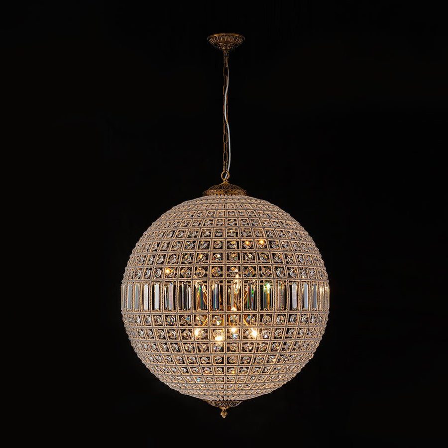 Farmhouze Light - Vintage Luxe Brass Crystal Orb Chandelier - Chandelier - 1 - Light - 