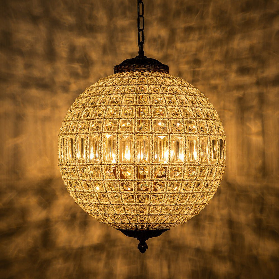 Farmhouze Light - Vintage Luxe Brass Crystal Orb Chandelier - Chandelier - 1 - Light - 