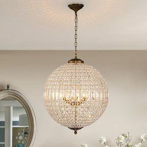 Farmhouze Light - Vintage Luxe Brass Crystal Orb Chandelier - Chandelier - 5 - Light - 