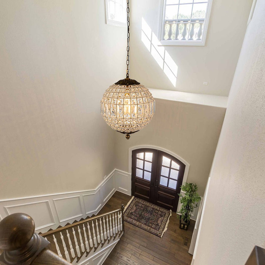 Vintage Luxe Glam Brass Crystal Orb Chandelier | Farmhouze Light
