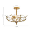 Load image into Gallery viewer, Farmhouze Light-Vintage Luxe Crystal Floral Cage Brass Semi Flush Mount Light-Ceiling Light-Brass-
