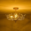 Load image into Gallery viewer, Farmhouze Light-Vintage Luxe Crystal Floral Cage Brass Semi Flush Mount Light-Ceiling Light-Brass-
