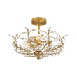 Load image into Gallery viewer, Farmhouze Light-Vintage Luxe Crystal Floral Cage Brass Semi Flush Mount Light-Ceiling Light-Brass-
