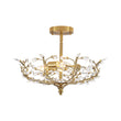 Load image into Gallery viewer, Farmhouze Light-Vintage Luxe Crystal Floral Cage Brass Semi Flush Mount Light-Ceiling Light-Brass-
