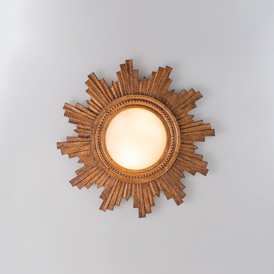 Farmhouze Light - Vintage Luxe Sunburst Flush Mount Light Wall Decoration - Ceiling Light - Whitewashed - 
