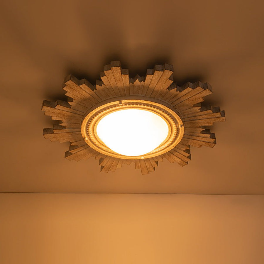 Farmhouze Light - Vintage Luxe Sunburst Flush Mount Light Wall Decoration - Ceiling Light - Whitewashed - 