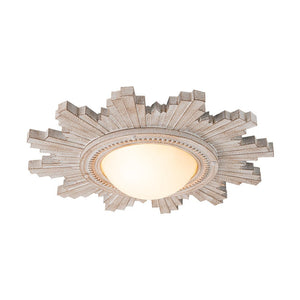 Farmhouze Light - Vintage Luxe Sunburst Flush Mount Light Wall Decoration - Ceiling Light - Whitewashed - 