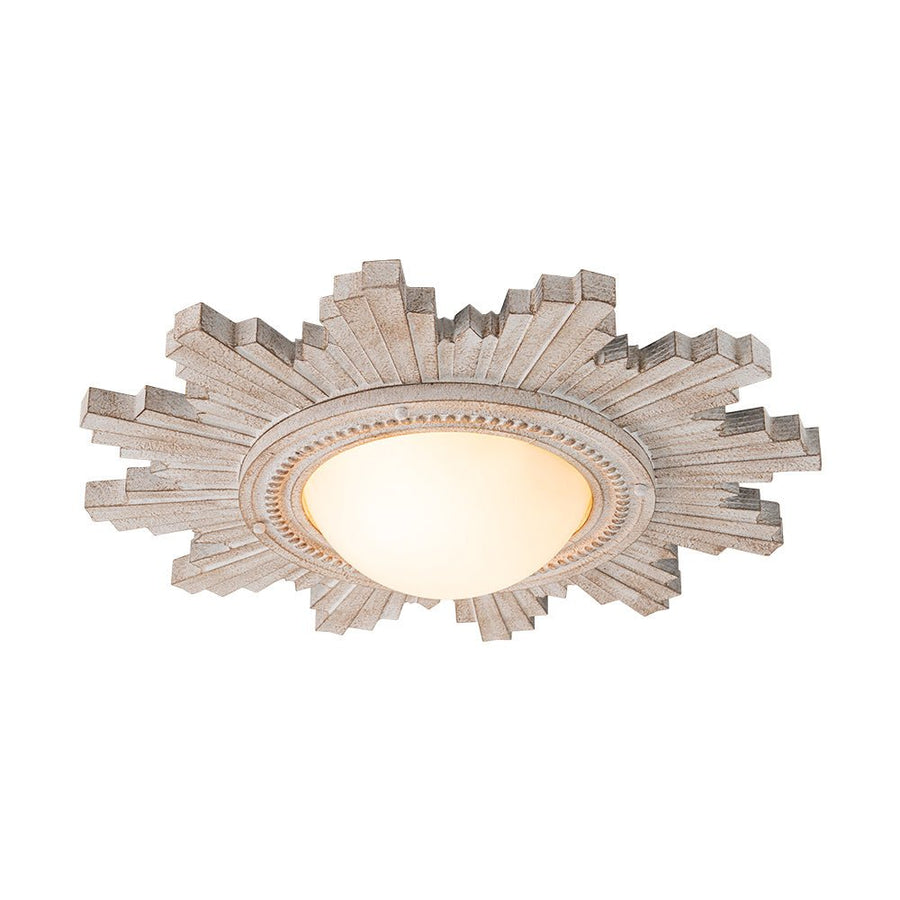 Farmhouze Light - Vintage Luxe Sunburst Flush Mount Light Wall Decoration - Ceiling Light - Whitewashed - 