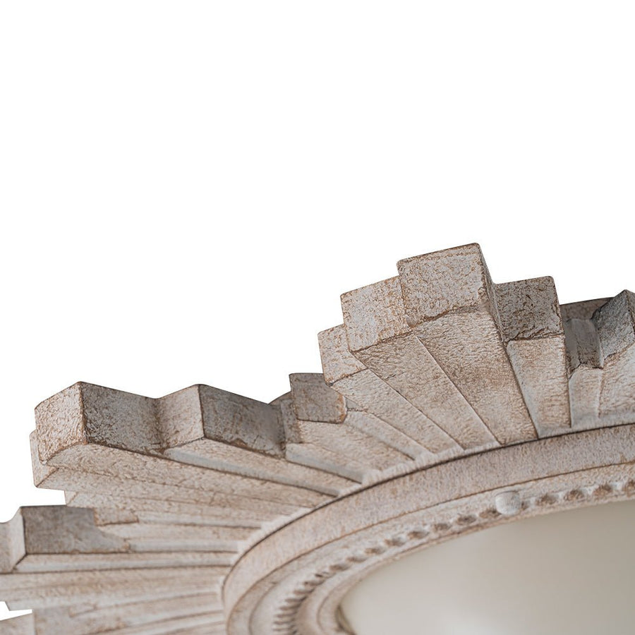 Farmhouze Light - Vintage Luxe Sunburst Flush Mount Light Wall Decoration - Ceiling Light - Whitewashed - 