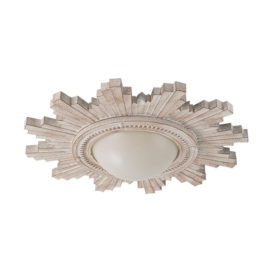 Farmhouze Light - Vintage Luxe Sunburst Flush Mount Light Wall Decoration - Ceiling Light - Whitewashed - 