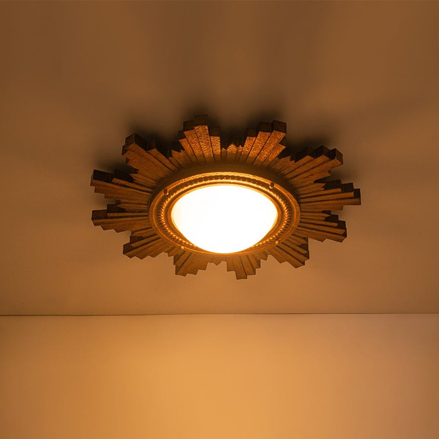 Farmhouze Light - Vintage Luxe Sunburst Flush Mount Light Wall Decoration - Ceiling Light - Whitewashed - 