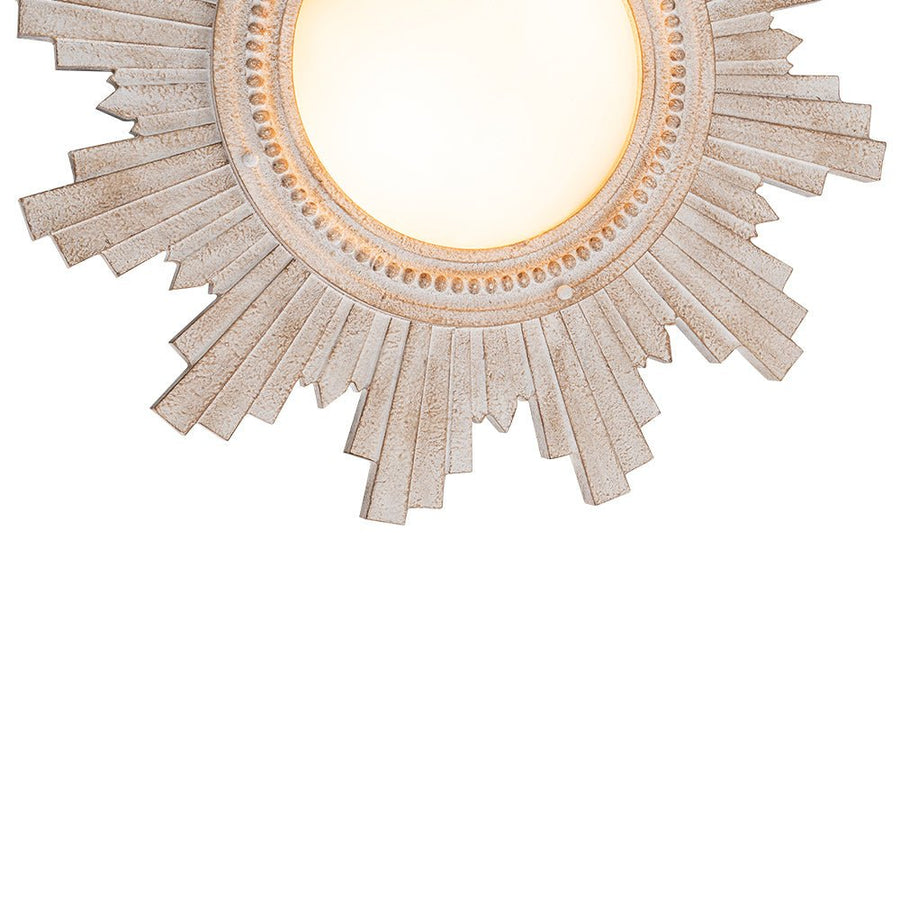 Farmhouze Light - Vintage Luxe Sunburst Flush Mount Light Wall Decoration - Ceiling Light - Whitewashed - 