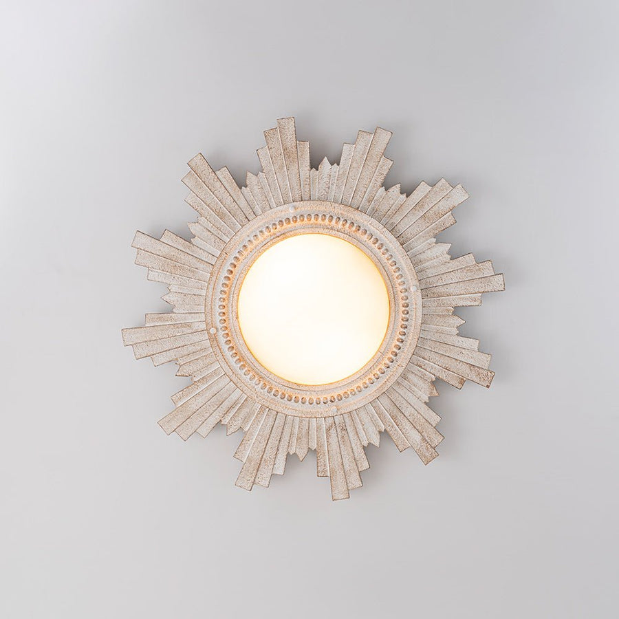 Farmhouze Light - Vintage Luxe Sunburst Flush Mount Light Wall Decoration - Ceiling Light - Whitewashed - 