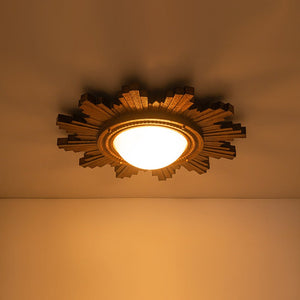 Farmhouze Light - Vintage Luxe Sunburst Flush Mount Light Wall Decoration - Ceiling Light - Whitewashed - 