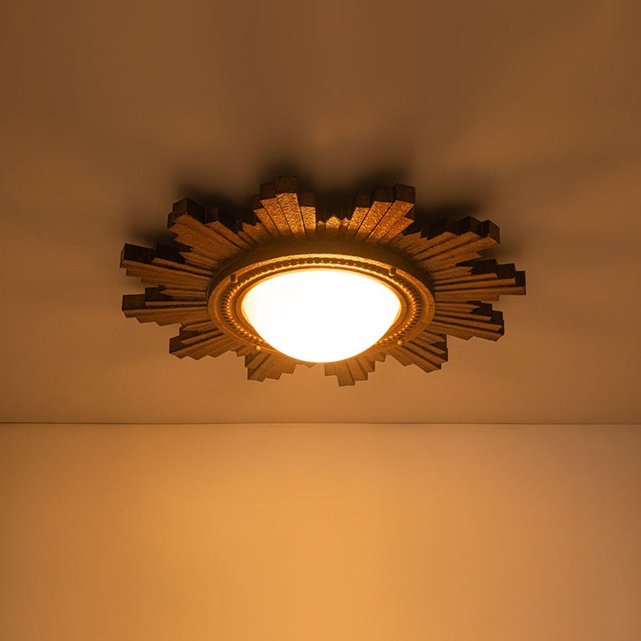 Farmhouze Light - Vintage Luxe Sunburst Flush Mount Light Wall Decoration - Ceiling Light - Whitewashed - 