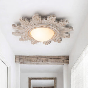 Farmhouze Light - Vintage Luxe Sunburst Flush Mount Light Wall Decoration - Ceiling Light - Whitewashed - 