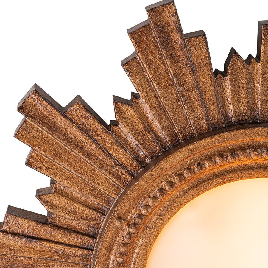 Farmhouze Light - Vintage Luxe Sunburst Flush Mount Light Wall Decoration - Ceiling Light - Whitewashed - 