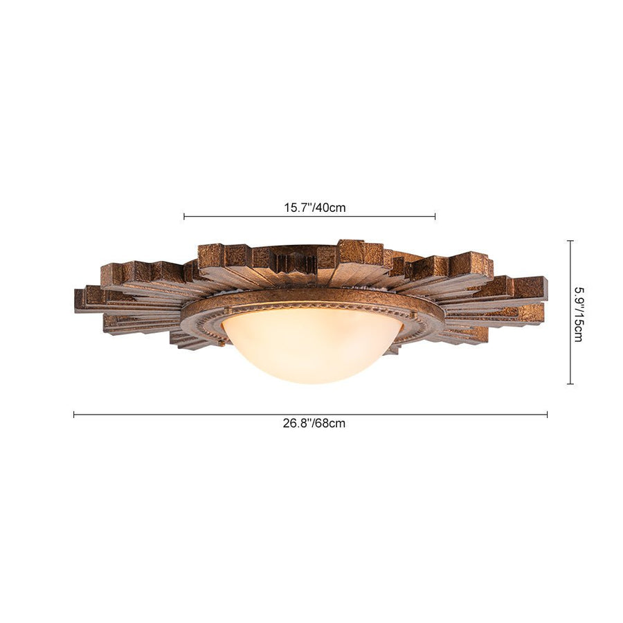 Farmhouze Light - Vintage Luxe Sunburst Flush Mount Light Wall Decoration - Ceiling Light - Whitewashed - 