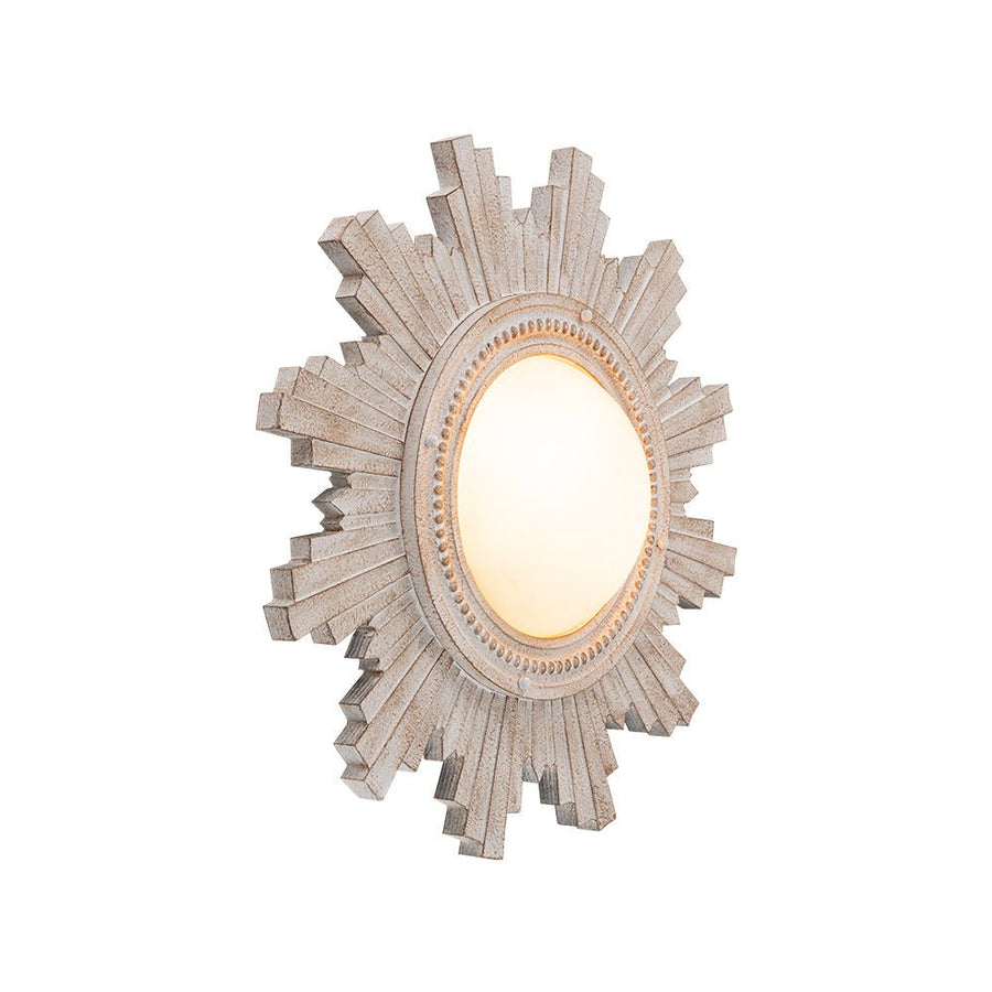 Farmhouze Light - Vintage Luxe Sunburst Flush Mount Light Wall Decoration - Ceiling Light - Whitewashed - 