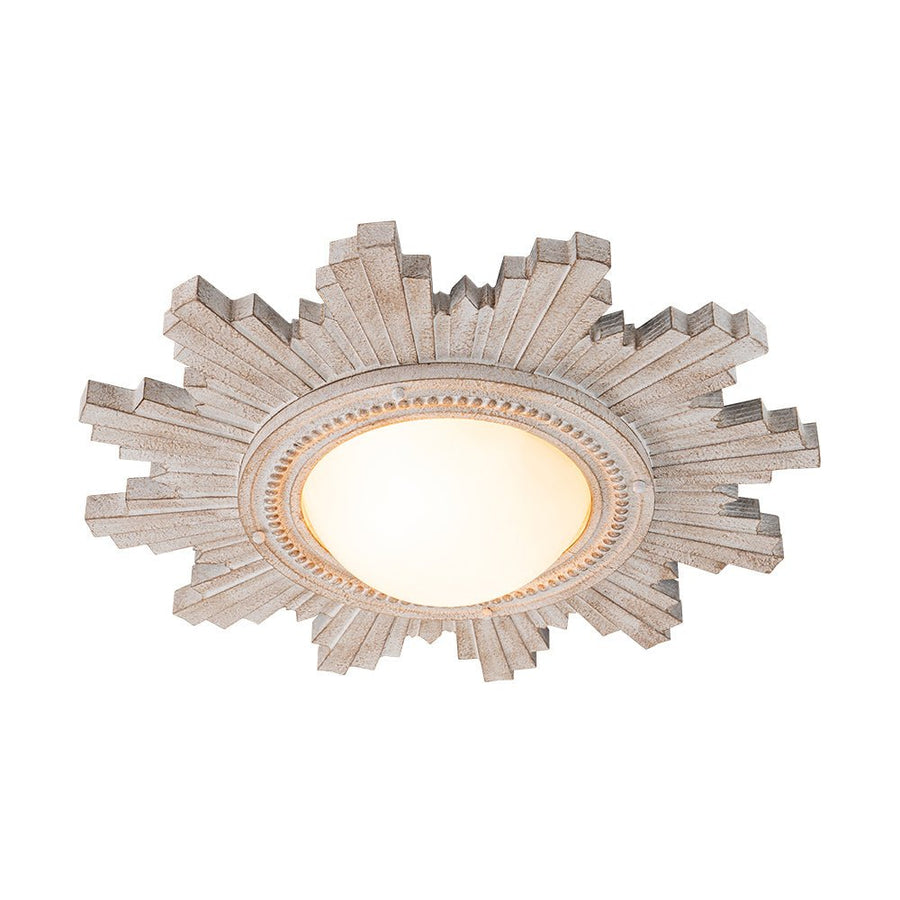 Farmhouze Light - Vintage Luxe Sunburst Flush Mount Light Wall Decoration - Ceiling Light - Whitewashed - 
