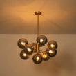 Load image into Gallery viewer, Farmhouze Light - Vintage Luxury Smoked Glass Globe Bubble Sputnik Chandelier - Chandelier - Brass - 
