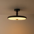 Load image into Gallery viewer, Farmhouze Light-Vintage Round Pleated Dimmable LED Black Semi Flush Mount-Ceiling Light-Black-
