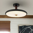 Load image into Gallery viewer, Farmhouze Light-Vintage Round Pleated Dimmable LED Black Semi Flush Mount-Ceiling Light-Black-
