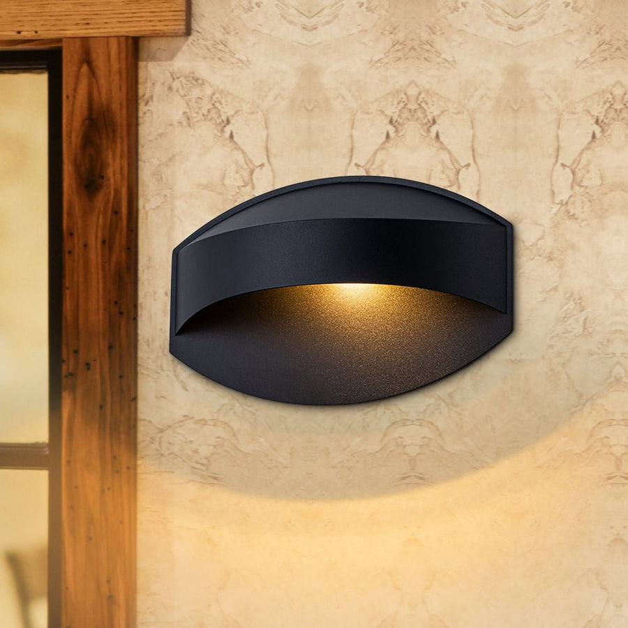 Farmhouze Light - Waterproof Single Metal Oval Outdoor Wall Sconce - Wall Sconce - Black - 