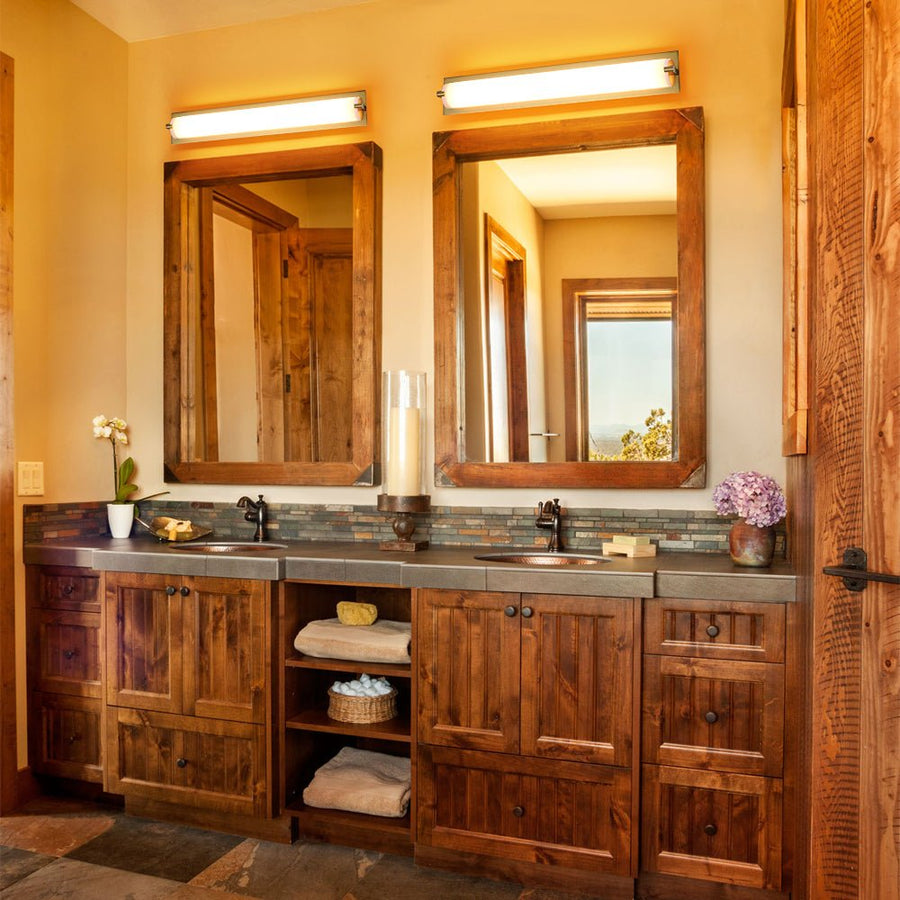 Farmhouze Light - White Glass Dimmable LED Brass Long Linear Vanity Wall Light - Wall Sconce - 26 in - 