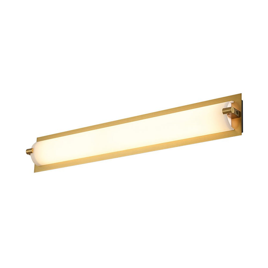 Farmhouze Light - White Glass Dimmable LED Brass Long Linear Vanity Wall Light - Wall Sconce - 26 in - 